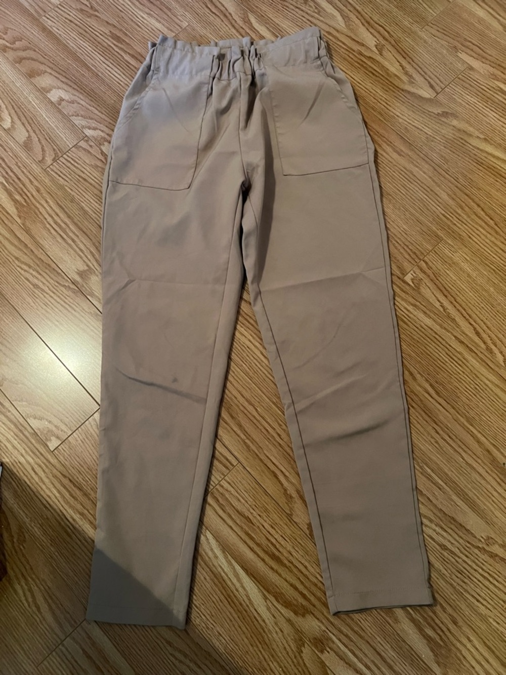 Revamped High-Rise Elastic Waist Taupe Pants size S